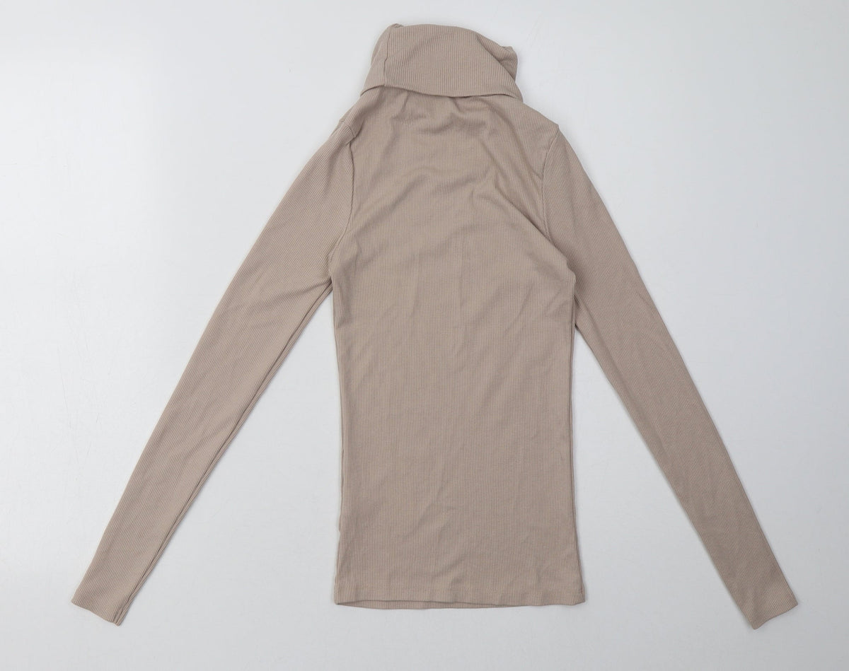 Back view of New Look women’s beige polyester pullover sweatshirt, size UK 10, pullover