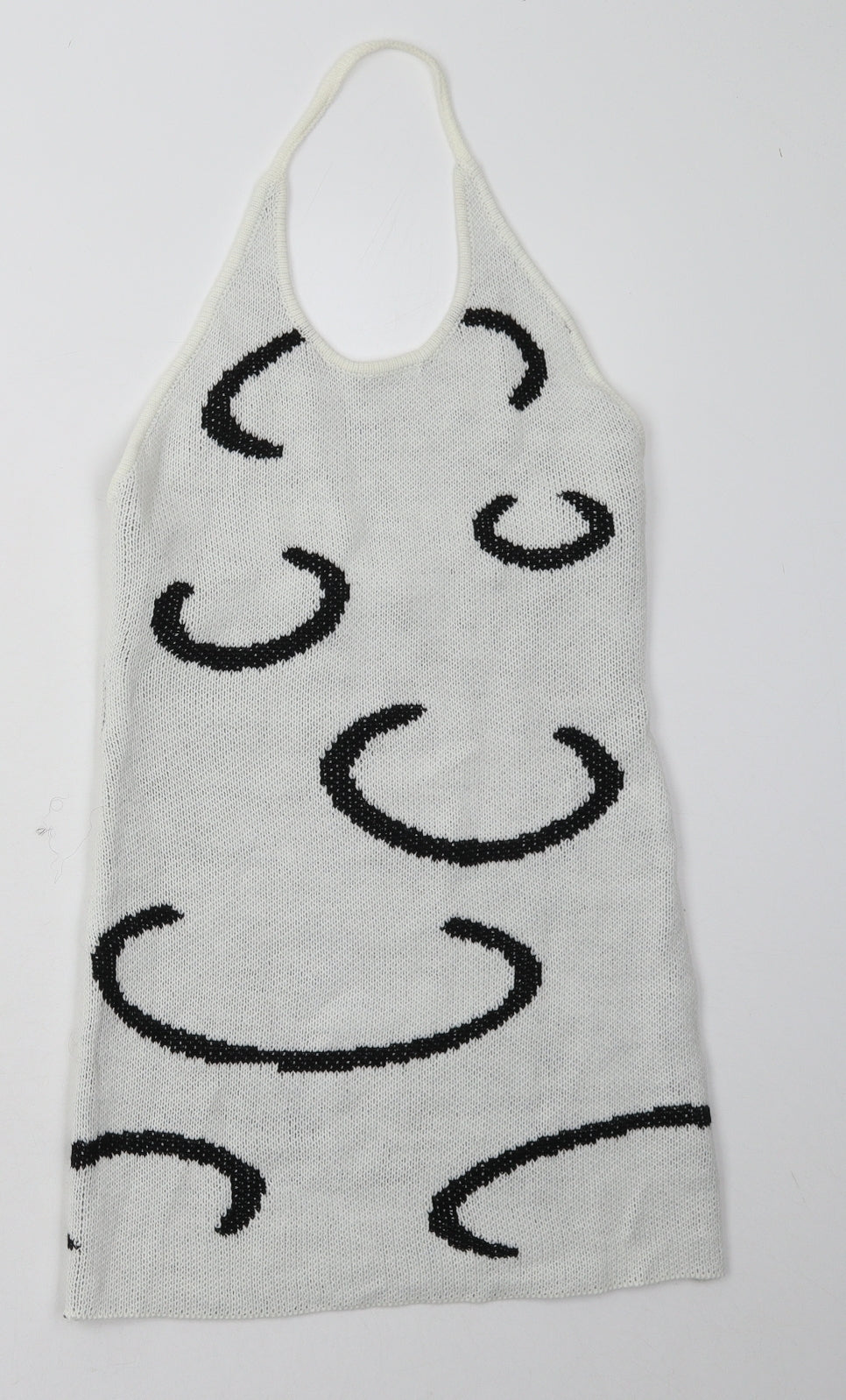 SheIn Womens White Geometric Acrylic Bodycon  Size M  Crew Neck Pullover