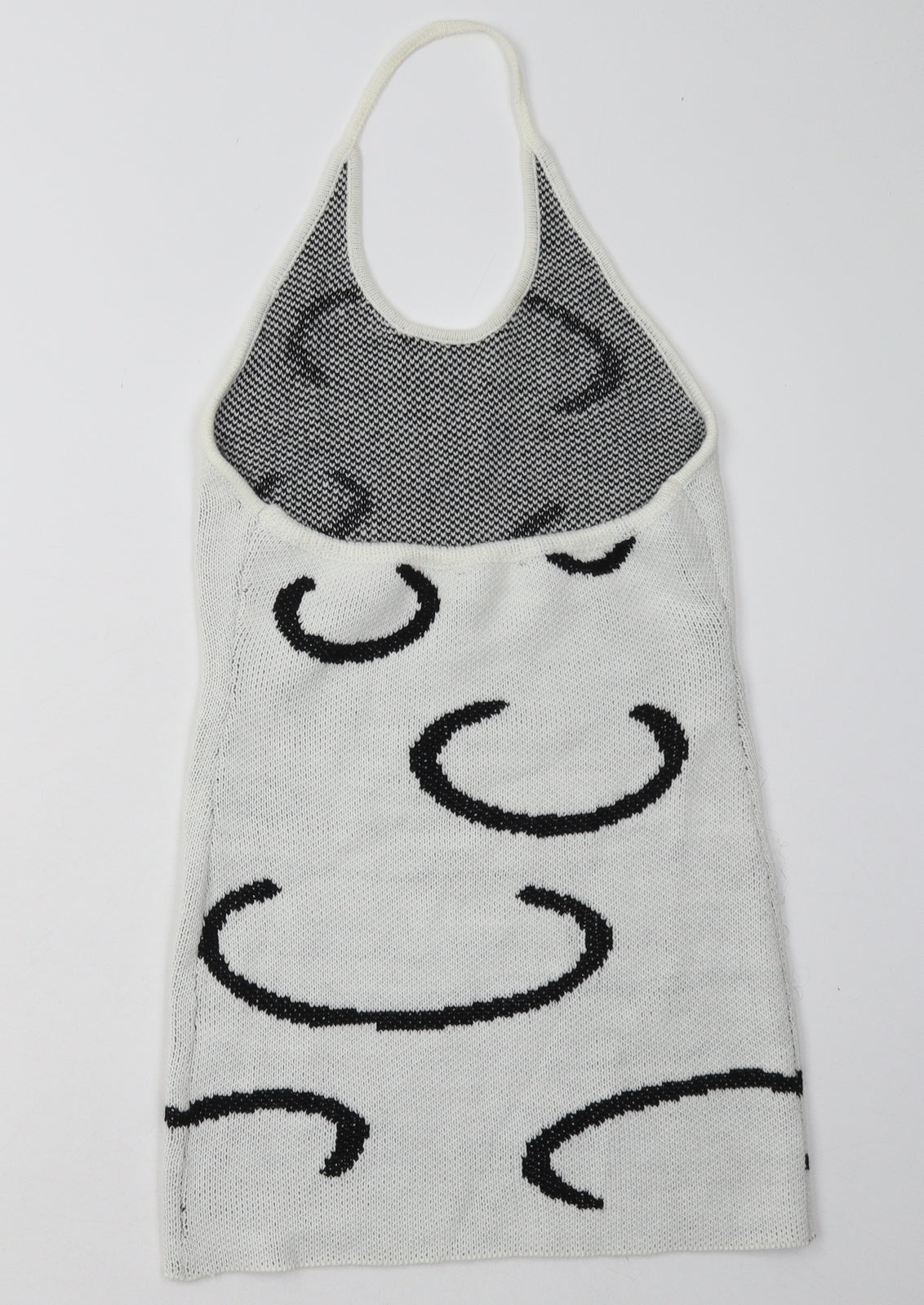 SheIn Womens White Geometric Acrylic Bodycon  Size M  Crew Neck Pullover