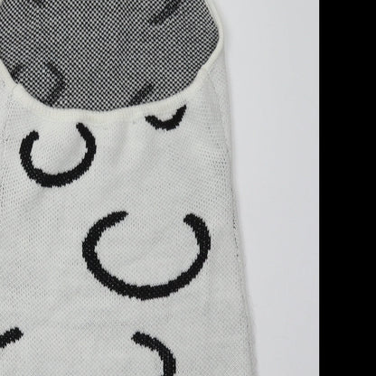 SheIn Womens White Geometric Acrylic Bodycon  Size M  Crew Neck Pullover