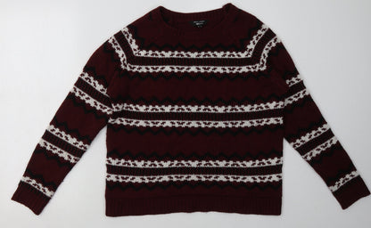 New Look Girls Red Geometric Acrylic Pullover Sweatshirt Size 14-15 Years  Pullover