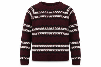 Front view of New Look girls’ red geometric acrylic pullover sweatshirt, size 14-15, years pullover