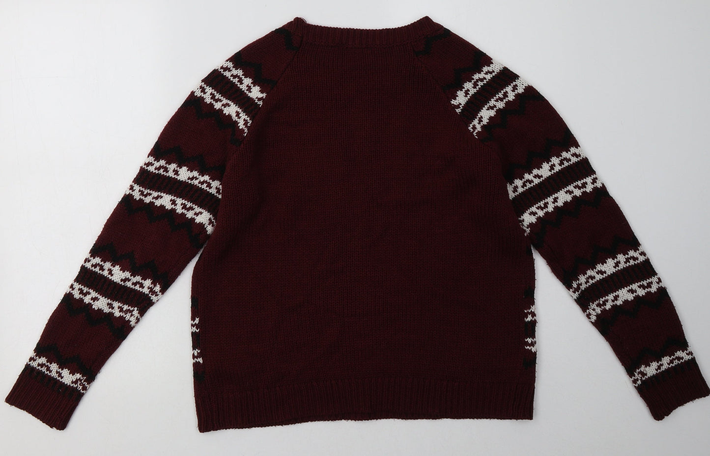 New Look Girls Red Geometric Acrylic Pullover Sweatshirt Size 14-15 Years  Pullover