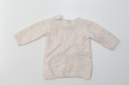 Primark Girls Pink  Acrylic Basic Casual Size 3-6 Months Crew Neck Pullover - hedge hog