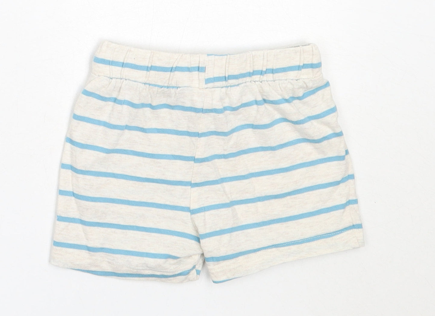 F&F Boys Ivory Striped Cotton Cropped Trousers Size 6-9 Months   - shorts
