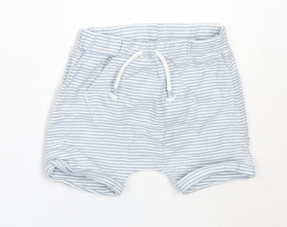 NEXT Boys Blue Striped Cotton Cropped Trousers Size 6-9 Months