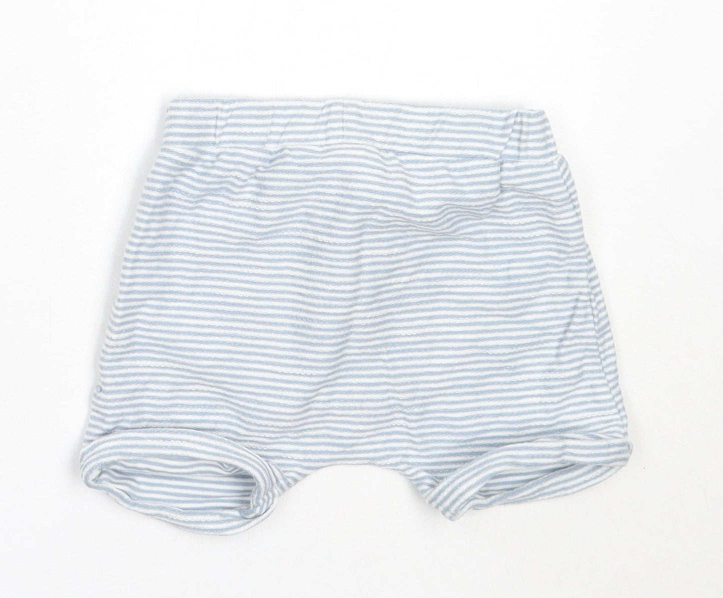 NEXT Boys Blue Striped Cotton Cropped Trousers Size 6-9 Months