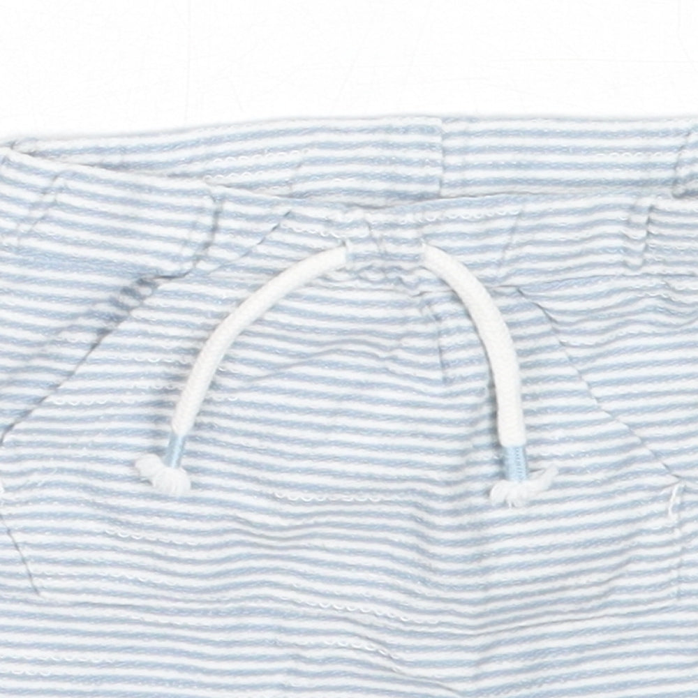 NEXT Boys Blue Striped Cotton Cropped Trousers Size 6-9 Months