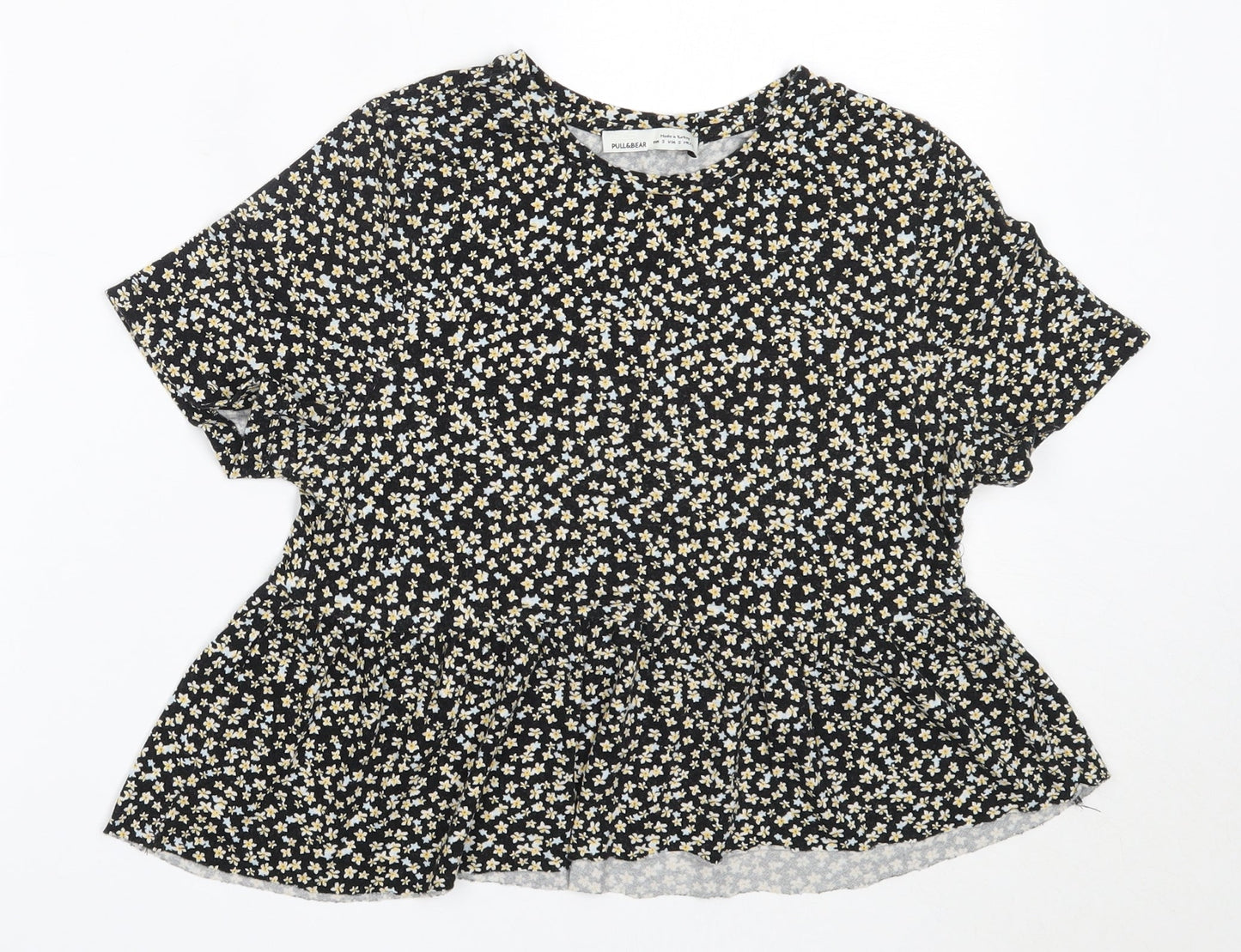Womens UK Size S Pull&Bear Black Basic T-Shirt