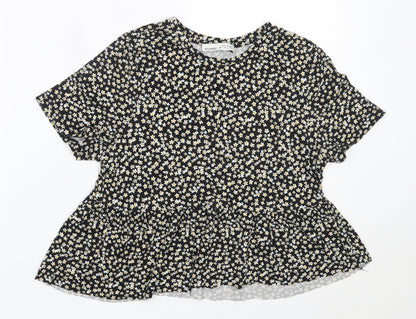 Womens UK Size S Pull&Bear Black Basic T-Shirt