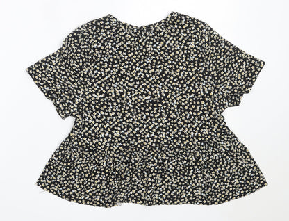 Womens UK Size S Pull&Bear Black Basic T-Shirt