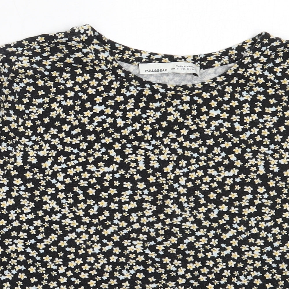 Womens UK Size S Pull&Bear Black Basic T-Shirt