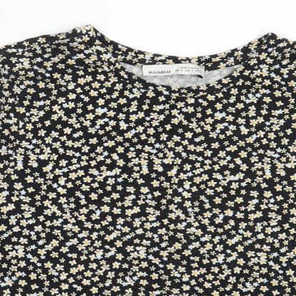 Womens UK Size S Pull&Bear Black Basic T-Shirt