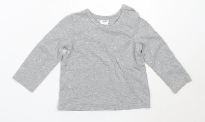 Mams & papas Girls Grey  Cotton Basic T-Shirt Size 2-3 Years Round Neck