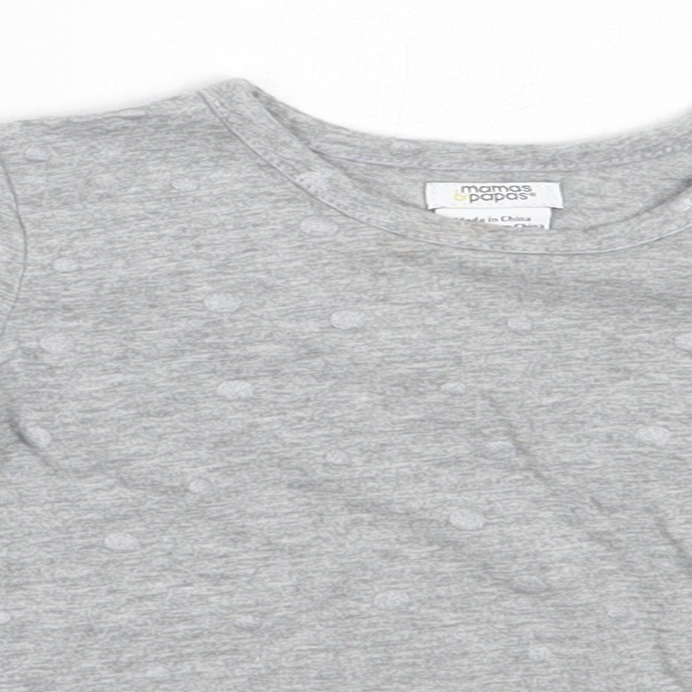Mams & papas Girls Grey  Cotton Basic T-Shirt Size 2-3 Years Round Neck