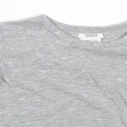 Mams & papas Girls Grey  Cotton Basic T-Shirt Size 2-3 Years Round Neck