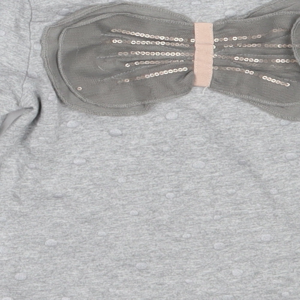 Mams & papas Girls Grey  Cotton Basic T-Shirt Size 2-3 Years Round Neck