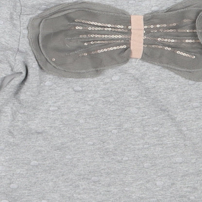 Mams & papas Girls Grey  Cotton Basic T-Shirt Size 2-3 Years Round Neck