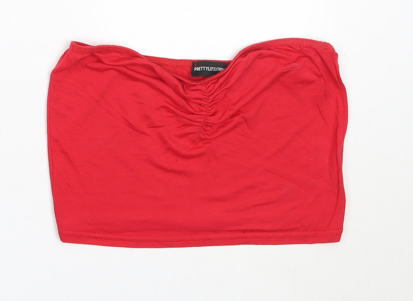 Womens UK Size 8 PRETTYLITTLETHING Red Cropped Tank