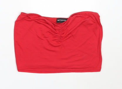 Womens UK Size 8 PRETTYLITTLETHING Red Cropped Tank