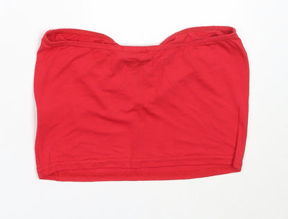 Womens UK Size 8 PRETTYLITTLETHING Red Cropped Tank