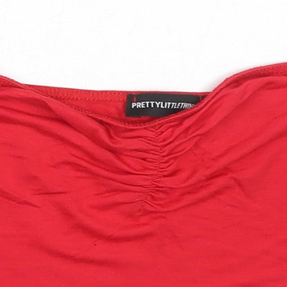 Womens UK Size 8 PRETTYLITTLETHING Red Cropped Tank