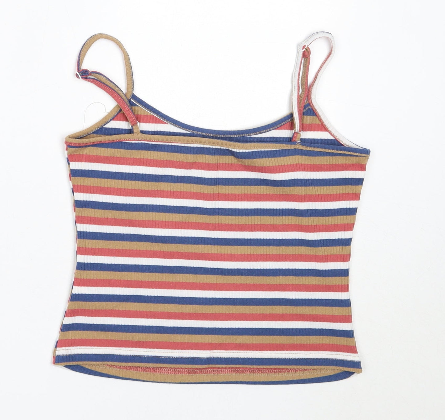 SheIn Womens Beige Striped Polyester Camisole Tank Size S Round Neck