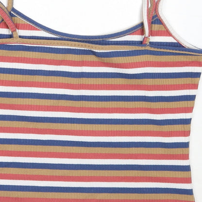 SheIn Womens Beige Striped Polyester Camisole Tank Size S Round Neck