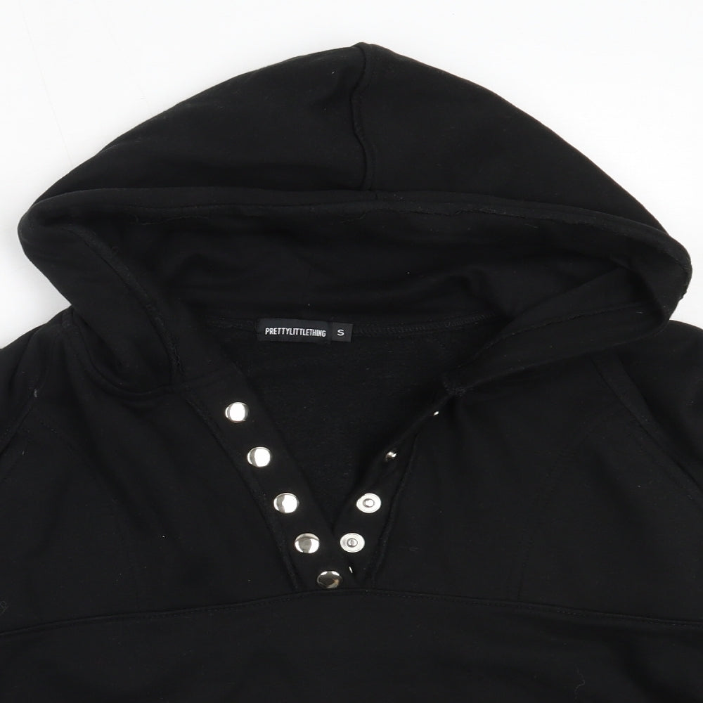 PRETTYLITTLETHING Womens Black  Cotton Pullover Hoodie Size S