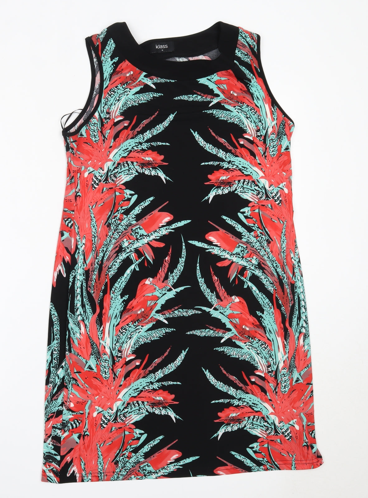 Klass Womens Black  Polyester Shift  Size M  Round Neck