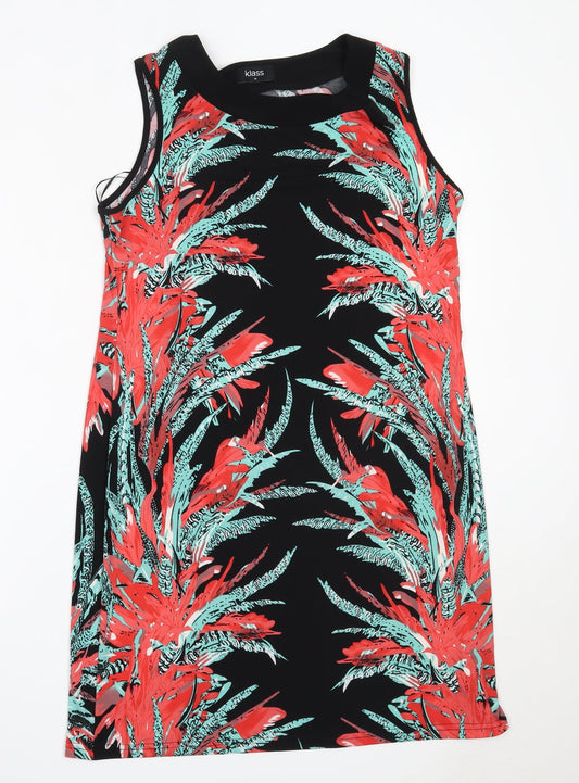 Klass Womens Black  Polyester Shift  Size M  Round Neck