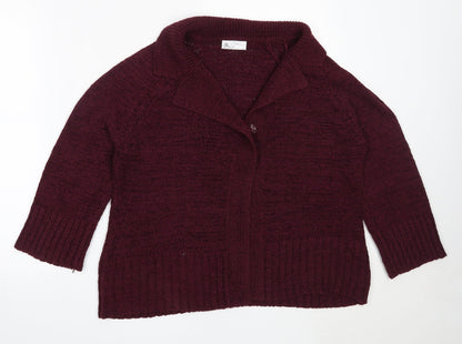 BHS Womens Purple Round Neck  Acrylic Cardigan Jumper Size 18