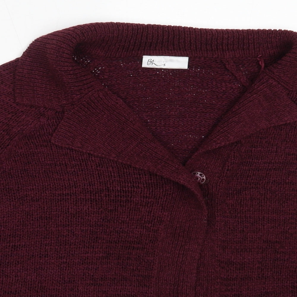 BHS Womens Purple Round Neck  Acrylic Cardigan Jumper Size 18