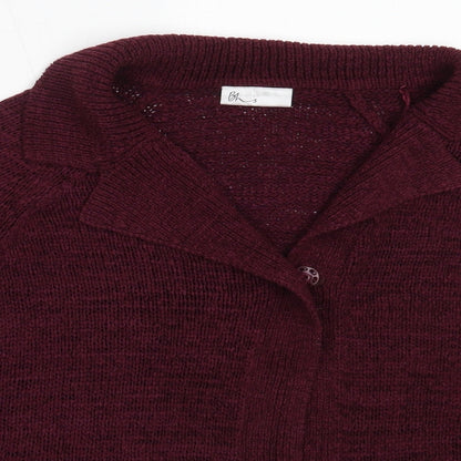 BHS Womens Purple Round Neck  Acrylic Cardigan Jumper Size 18