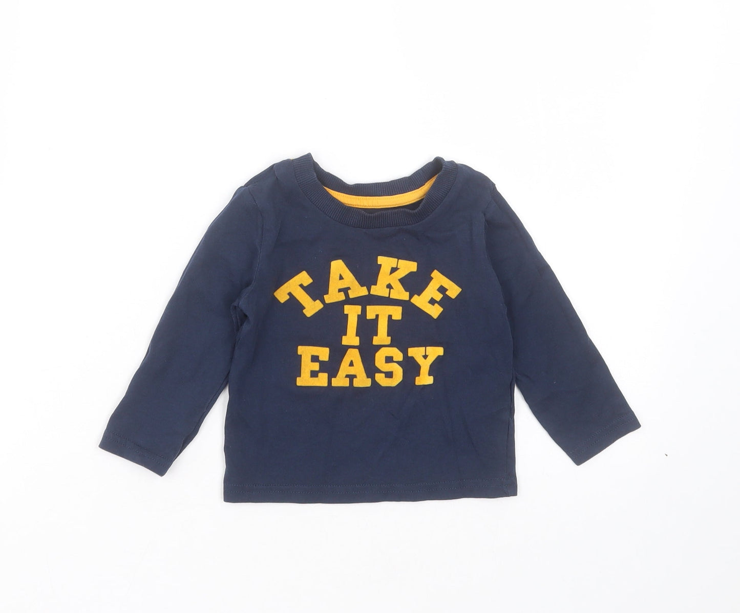 Mini Rebel Baby Blue  Cotton Basic T-Shirt Size 9-12 Months Round Neck  - Take it Easy