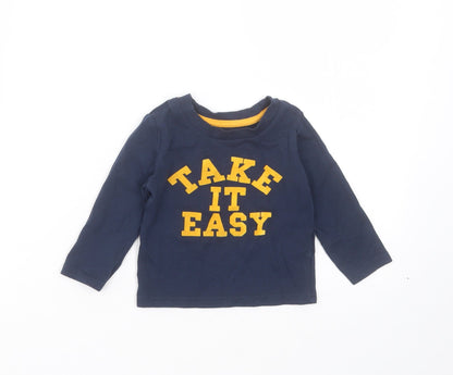 Mini Rebel Baby Blue  Cotton Basic T-Shirt Size 9-12 Months Round Neck  - Take it Easy