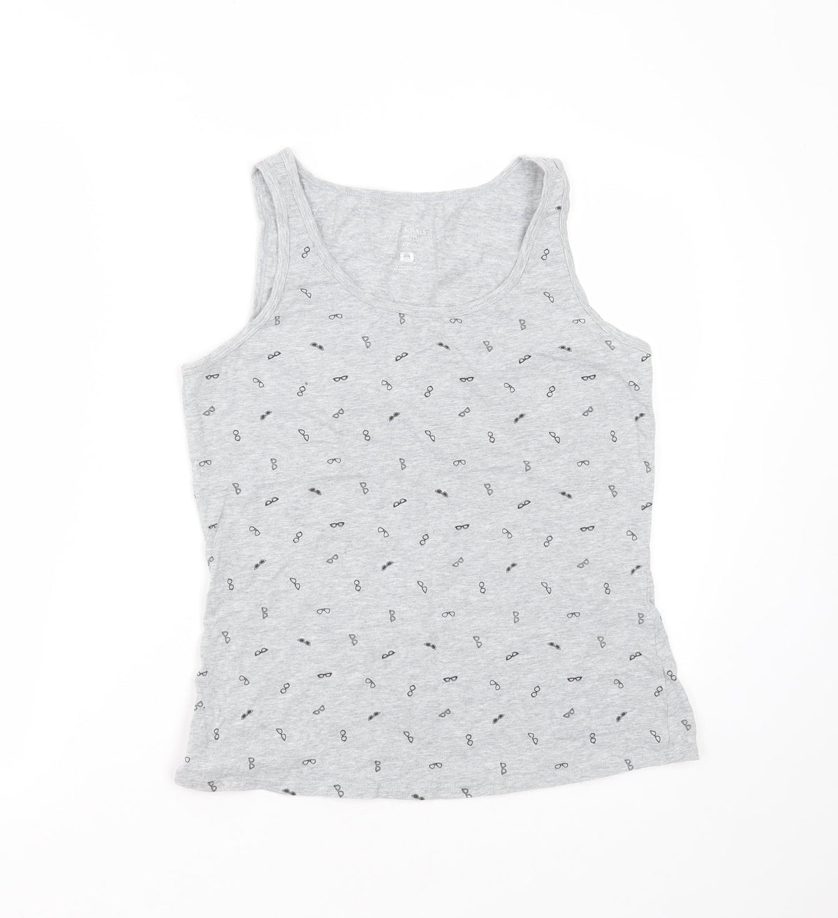 Additional front view of Reitmans women’s grey cotton basic tank, size L, round neck - sunglasses