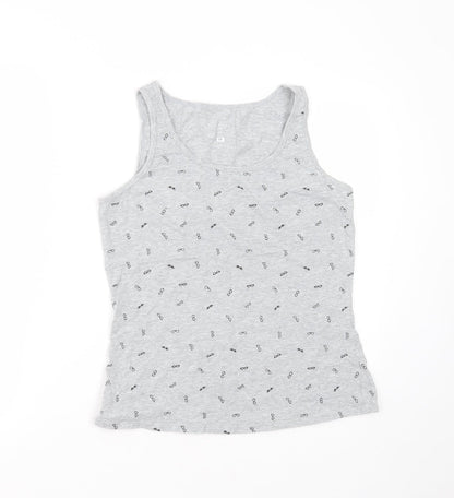 Additional front view of Reitmans women’s grey cotton basic tank, size L, round neck - sunglasses
