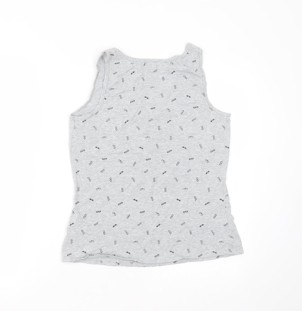 Back view of Reitmans women’s grey cotton basic tank, size L, round neck - sunglasses