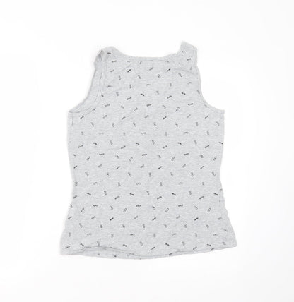 Back view of Reitmans women’s grey cotton basic tank, size L, round neck - sunglasses