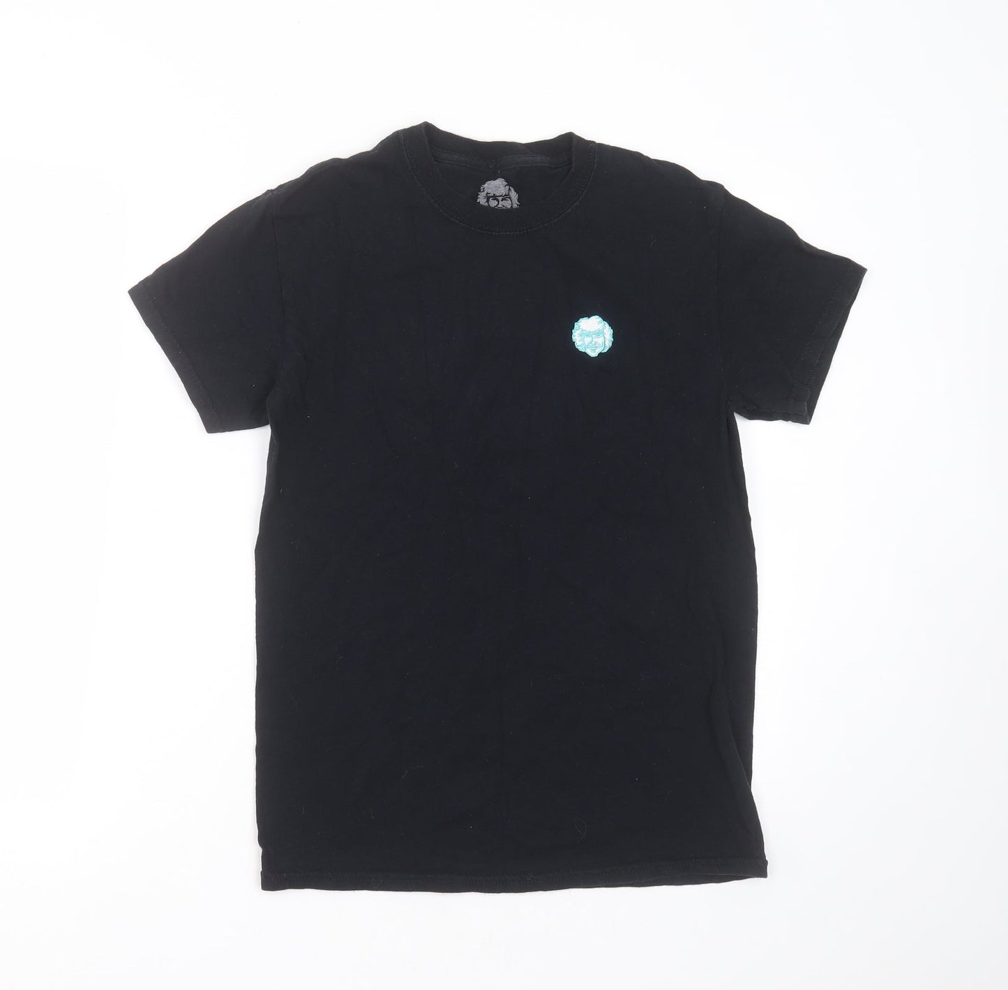 Preworn Mens Black  Cotton  T-Shirt Size S Round Neck  - face