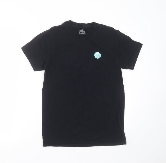 Preworn Mens Black  Cotton  T-Shirt Size S Round Neck  - face