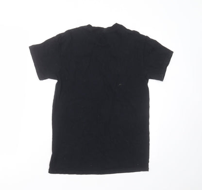 Preworn Mens Black  Cotton  T-Shirt Size S Round Neck  - face