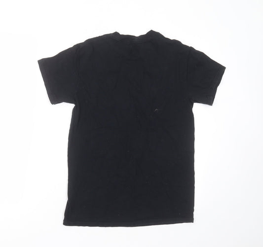 Preworn Mens Black  Cotton  T-Shirt Size S Round Neck  - face