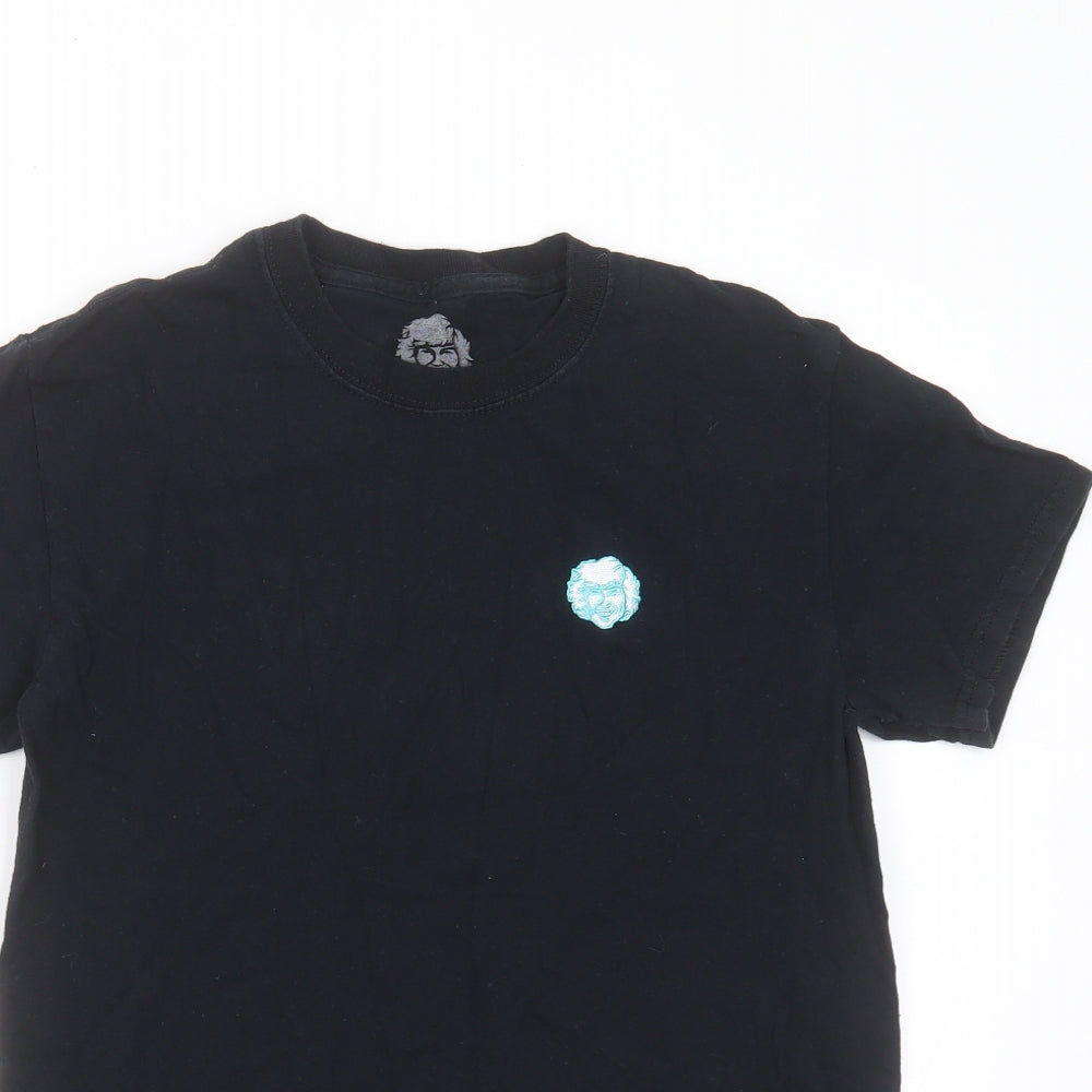 Preworn Mens Black  Cotton  T-Shirt Size S Round Neck  - face