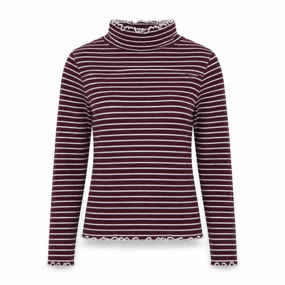 Select Womens Multicoloured Mock Neck Striped Cotton Pullover Jumper Size 6
