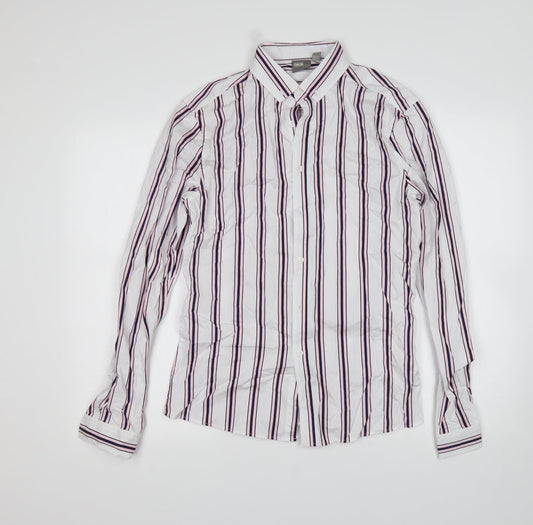 ASOS Mens Multicoloured Striped Cotton  Button-Up Size XS Collared