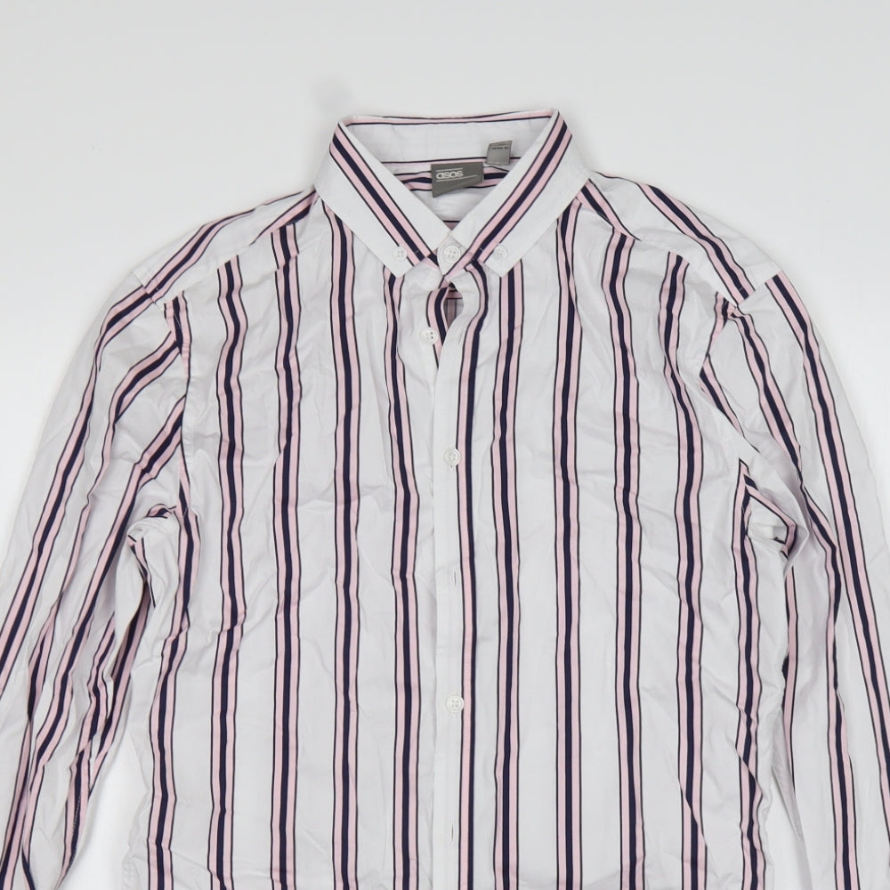 ASOS Mens Multicoloured Striped Cotton  Button-Up Size XS Collared