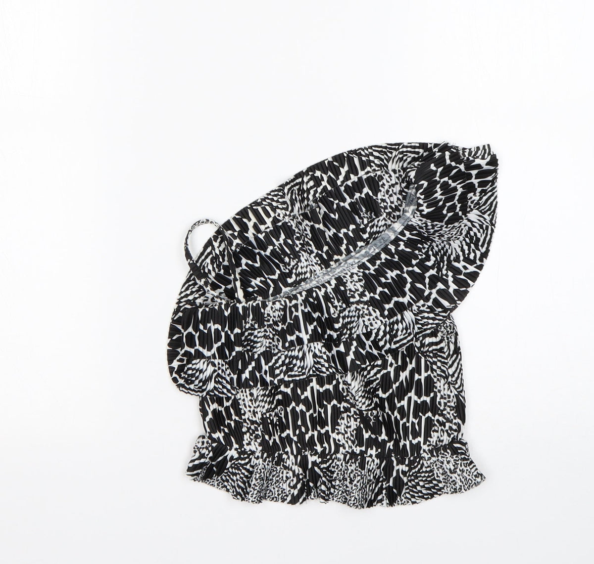 Back view of Next girls’ multicoloured animal print polyester basic blouse, size 4, years one shoulder