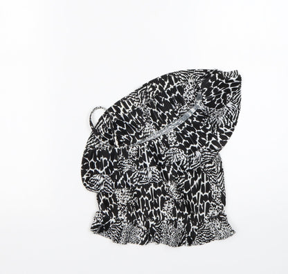 Back view of Next girls’ multicoloured animal print polyester basic blouse, size 4, years one shoulder